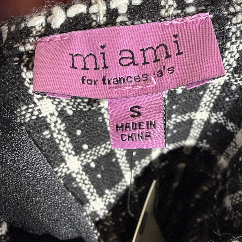 Miami Black & White Sheath Mini Dress WMN Small Y2K Preppy City Girl Tweed NWT - Picture 3 of 14